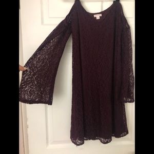 Maroon off shoulder dress